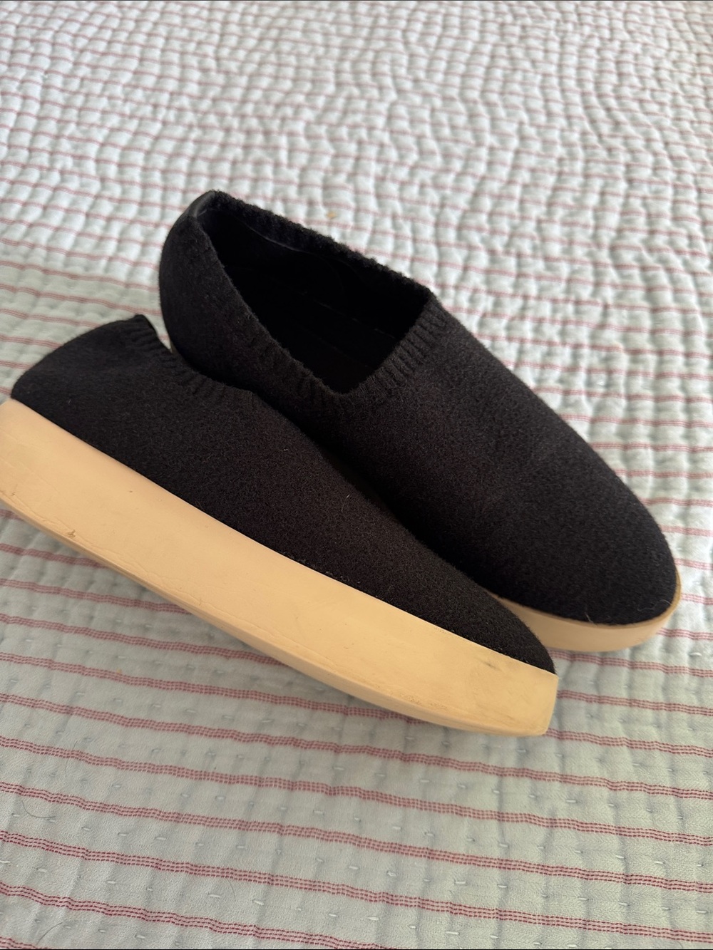 Louise et Cie Black Knit Slip-On Sneakers with Cream Sole